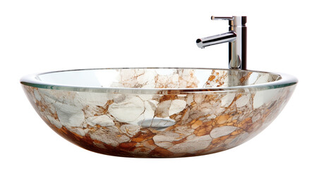 Modern designer bathroom vessel sink with faucet, cut out - obrazy, fototapety, plakaty