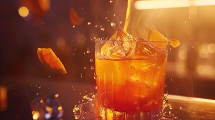 An animated sequence of a classic cocktail being mixed, illustrating the fluid motion and artistry of mixology. - obrazy, fototapety, plakaty