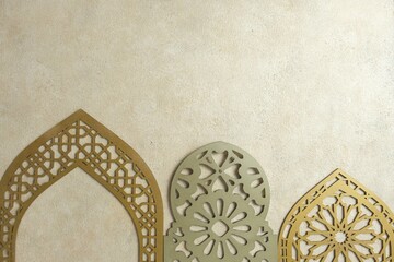 Gol, sage  and brown background Ramadhan , eid mubarak or moslem festive - obrazy, fototapety, plakaty