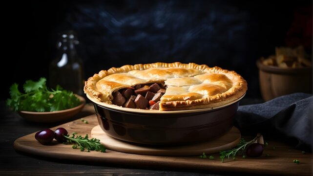 A neatly presented image of steak and kidney pie