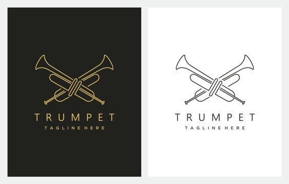Musical Instrument Trumpet Gold logo design icon vector