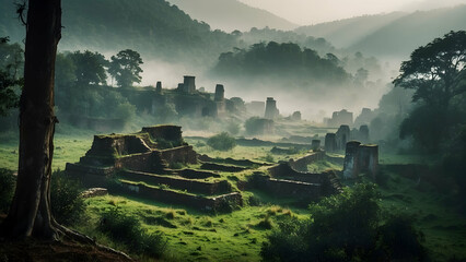 ruins of ancient fortress - obrazy, fototapety, plakaty