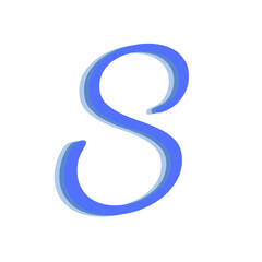 The Letter "S" in the English Alphabet, blue color, isolated on white background