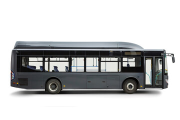 Side view of a modern city bus isolated on a white background.