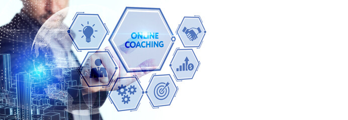 Business, Technology, Internet and network concept. Coaching mentoring education business training development E-learning concept.