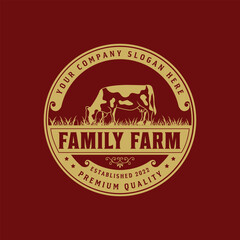 Fototapeta na wymiar Cow farm logo design with premium vector illustration