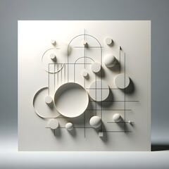 Minimalist artwork made up of geometric shapes and lines,using light to create depth and dimension.
