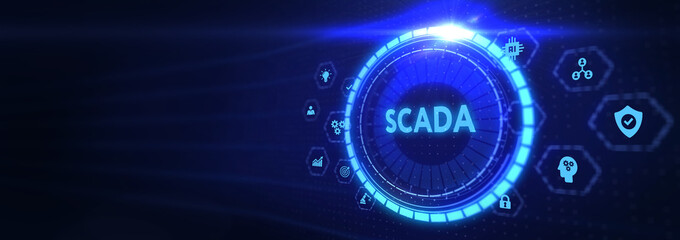 System Supervisory Control And Data Acquisition technology concept. SCADA. 3d illustration