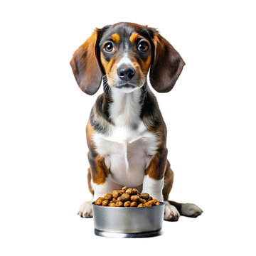 adorable dog with bowl of food