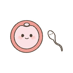 Cute egg and sperm illustration.
