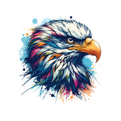 Watercolor Eagle Head Illustration For T-Shirt Printing