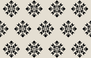 Ethnic tribal black and white background. Seamless tribal repeat pattern, folk embroidery, tradition geometric  ornament. Tradition Native  design for fabric, textile, print, rug, paper