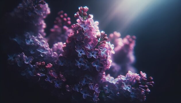A series of lilac blooms, closely shot with soft focus on the background to give a dreamy, ethereal feel.