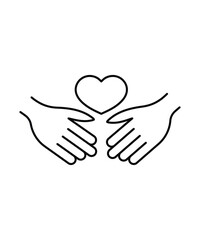 hands with heart icon, vector best line icon.
