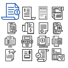 Clipboard, checklist, report, survey or agreement editable stroke outline icons set isolated on white background flat vector illustration.