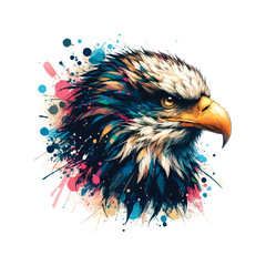 Watercolor Eagle Head Illustration For T-Shirt Printing