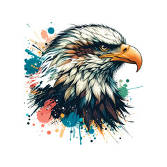 Watercolor Eagle Head Illustration For T-Shirt Printing