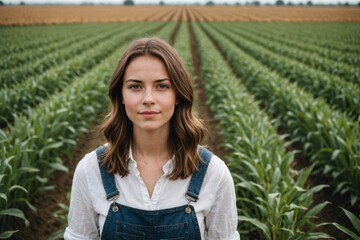 Young woman standing in agricultural field