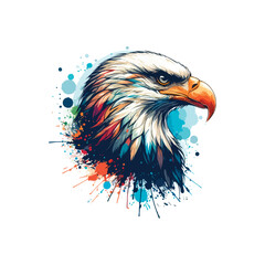 Watercolor Eagle Head Illustration For T-Shirt Printing