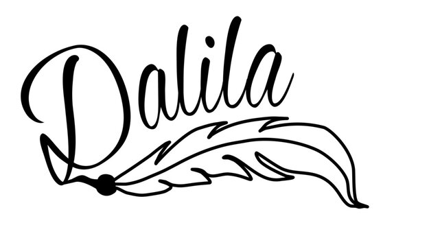 Dalila - black color - name written - Word with feather for websites, baby shower, greetings, banners, cards-shirt, sweatshirt, prints, cricut, silhouette, sublimation