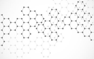 Hexagonal molecules background, molecular structure of DNA. Vector illustration