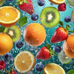 Delicious, fresh and organic salad fruit in studio lightning