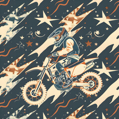 seamless pattern with motorcycle ai generative 