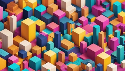 Colorful Geometric Shapes, Abstract Background, 3D Style Pattern, Vibrant Colored Shapes...