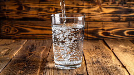Clean drinking water sparkles in a transparent glass, a beacon of health and well-being.
