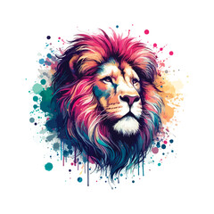 Watercolor Lion Head Illustration For T-shirt Print