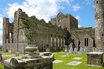 Ruins of the Rock of Cashel - the largest medieval complex in all of Ireland in County Tipperary   ...