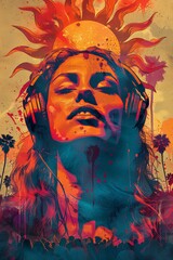 Electrifying Beats: Vibrant Music Festival in the Aggressive Digital Illustration Style, Festival and show posters