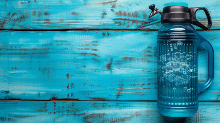 Transparent water bottle, sleek and eco-friendly, epitomizing hydration and environmental consciousness. - obrazy, fototapety, plakaty
