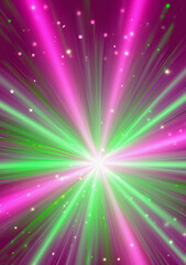 green rays and pink light beame with glitter light. generative AI