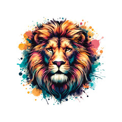 Watercolor Lion Head Illustration For T-shirt Print