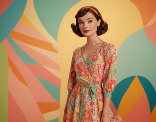 Vintage Glamour in Bold Hues, Eccentric Retro Chic: A Blast from the Past, Fashion Flashback: Retro Vibes in Vibrant Colors, Old-School Glam with a Twist of Retro Color