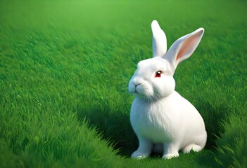 white rabbit on green grass