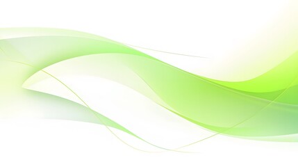 Plain green and white curve waves composition on white backdrop for wallpaper, abstract energetic green wavy background