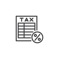 Tax form and percentage sign line icon - 780293338