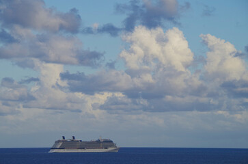 Modern luxury cruiseship cruise ship liner Equinox sailing from Key West, Florida during Carribean...
