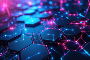Obraz premium Futuristic Hexagonal Allure Glowing Abstract Background Exudes Innovative Tech Vibe