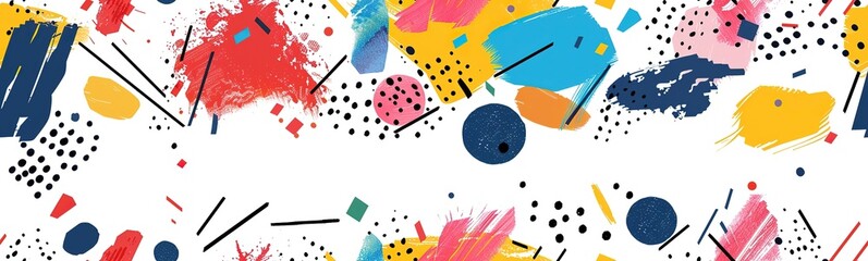 fun cheerful geometric dot and freeform shape abstract background colorful vibrant tone, freedom and optimistic summer vibe banner background backdrop, Generative Ai - obrazy, fototapety, plakaty