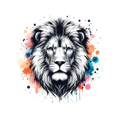 Watercolor Lion Head Illustration For T-shirt Print