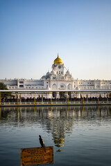 View of details of architecture inside Golden Temple - Harmandir Sahib in Amritsar, Punjab, India,...