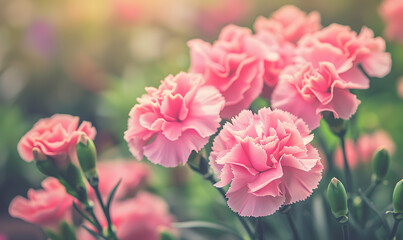 Fototapeta premium Pink carnation flowers, Generative AI 