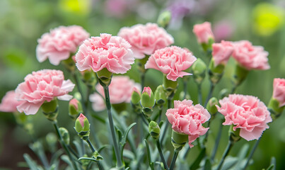 Pink carnation flowers, Generative AI 