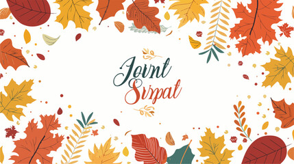 Autumn background with leaves and text flat vector  - obrazy, fototapety, plakaty
