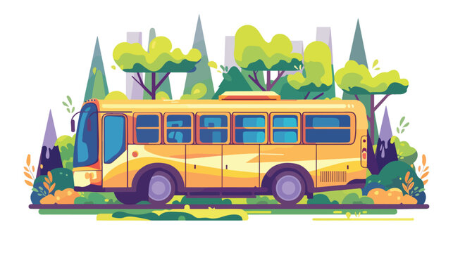 Back to schoolautobus flat vector isolated on white background