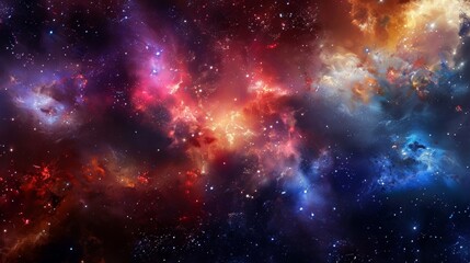 Naklejka premium A breathtaking view of colorful nebula clouds scattered across the vastness of deep space.