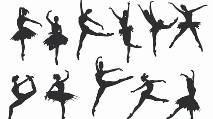 ballerina silhouette. ballet dancer silhouette with vector - obrazy, fototapety, plakaty